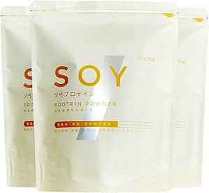 nichie Soy Protein, Sugar Free, Made in the USA, Plain Protein, Powder, 6.6 lbs (3 kg) (2.2 lbs (1 kg) x 3 Bags)