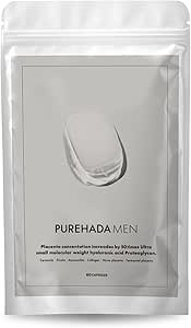 Purehada Men's Beauty Supplement, Men's, 30-Day Supplement, Placenta, Hyaluronic Acid, Collagen, Ceramide, Elastin, All-in-One, 9 Beauty Ingredients