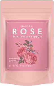 Placenta Supplement, Slightly Beautiful Rose Supplement, Contains Rose Oil, 60 Tablets, 30 Day Supply, Rose, Collagen, Concentrate, Etiquette, Made in Japan