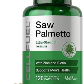 Saw Palmetto 19,200 mg + Zinc, Biotin, 60 Day Supply, Hair + Prostate Support, Nutritional Functional Food, CoA Analysis Certificate, CELLFUEL from N.Y.