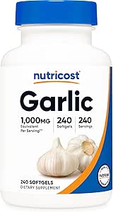 Nutricost Garlic 1000mg 240 Soft Gel Capsules NON-GMO Gluten Free
