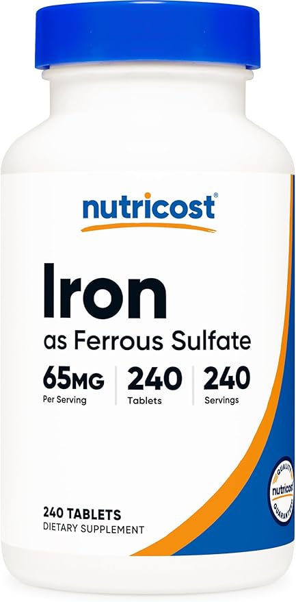 Nutricost Iron 65mg 240 Capsules Non-GMO Gluten Free