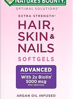 Hair Skin Nail Argan Oil Pourer, Biotin, 5000 MCG Hair Skin Nails Argan Oil Infused, 5000 mcg of Biotin, 150 Rapid Release Liquid Softgels