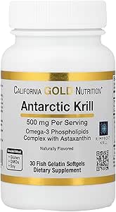 California Gold Nutrition, Antarctic Krill (Krill) Oil, Omega-3 Phospholipid Complex with EPA (Eicosapentaenoic Acid), DHA (Docosahexaenoic Acid), and Astaxanthin, Natural Strawberry & Lemon, 500mg