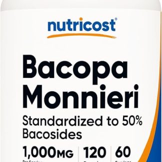 Nutricost Bacopa Monieri 1,000 mg, 120 Capsules (60 Servings) - Non-GMO, Gluten Free, Vegetarian Friendly