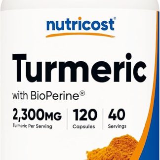 Nutricost Turmeric Curcumin (contains Bioperin and 95% Curcuminoids) 2300 mg, 120 capsules, Veggie capsules, 767 mg per capsule, 40 Servings, Gluten Free, Non-GMO