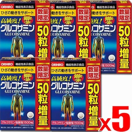 Orihiro 4971493803842-5 High Purity Glucosamine Chondroitin Value 950 Tablets + 50 Tablets (95 Day Supply) x 5 Packs (4971493803842-5)