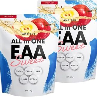 All-in-one EAA BCAA Creatine Glutamine Beta-Alanine Citric Acid HMB Anbeek Contains 9 Essential Amino Acids Made in Japan (620g, Apple) (Set of 2)
