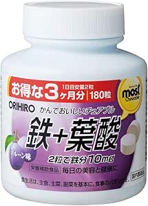 【セット品】 かんでおいしい チュアブル 鉄+葉酸 180粒 プルーン味 鉄分 + SCSHOPPINGコースター1枚