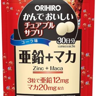 Chewable Supplement, Zinc + Maca, 90 Tablets, Nutritional Functional Food, Zinc Blend, Cola Flavor, Delicious Chewable, Men's, Made in Japan, Vitality, Health Maintenance, Energy Support, Orihiro