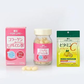 [Amazon.co.jp Exclusive] [Rich] Collagen & Hyaluronic Acid, 120 Vitamin C Tablets, 35 Capsules, Collagen, Hyaluronic Acid, Vitamin C Supplement, Nano Collagen, Micro Hyaluronic Acid, Maruto
