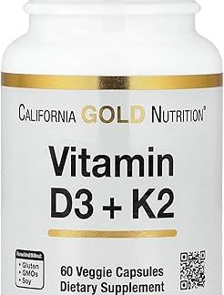 California Gold Nutrition, Vitamin D3+K2, 60 Veggie Capsules