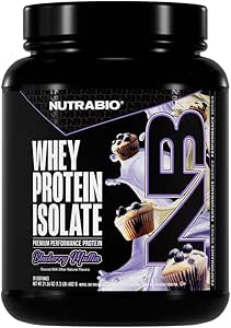NutraBio Labs, 100% Whey Protein Isolate, Blueberry Muffin, 2 lbs
