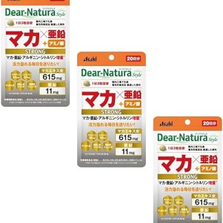 Asahi Foods Dear Natura, Strong, Maca x Zinc, 20-Day Supply, 60 Tablets (Set of 3)
