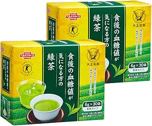 【Specific Health Foods】 Green Tea for Those Concerned About Post-Meal Blood Sugar Levels [High-Grade Tea with Indigestible Dextrin] 30 Bags x 2 Packs by Taisho Pharmaceutical