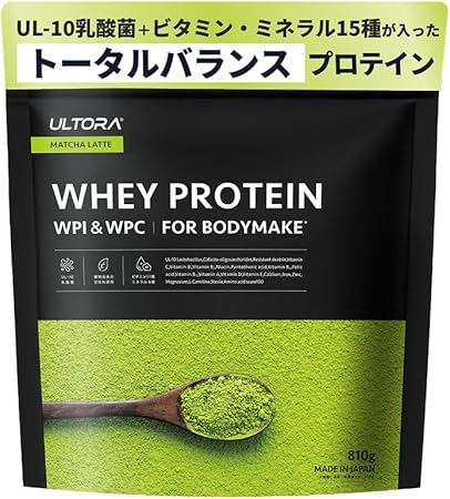 ULTORA Ultra Whey Protein, WPI & WPC, 28.9 oz (810 g), No Artificial Sweeteners, Made in Japan, 11 Vitamins, 4 Types of Minerals, L-Carnitine, Symbiotics, Matcha Latte Flavor