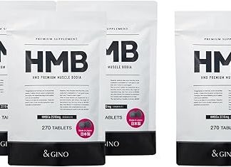 HMB Premium Muscle Body, 2,510 mg, 270 Tablets, Made in Japan, High Blend of 5 Top Ingredients + 24 Carefully Selected Support Ingredients, 3 Bags + 1 Bag Service Set