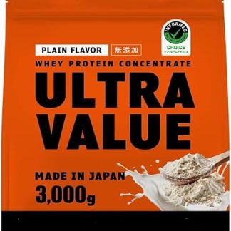 Whey Protein ULTRA VALUE, Additive-Free, No Artificial Sweeteners, Made in Japan, Plain, 3kg, Natural
