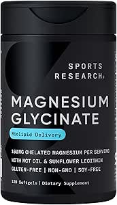 Sports Research, Magnesium Glycinate, 160 mg, 120 Soft Gels (80 mg) per Soft Gel