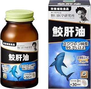 Noguchi Medical Laboratory, Noguchi Supplement Series, Shark Liver Oil, Squalene, Nutritional Supplements, Shark Liver Oil Extract, Deep Sea Shark, Dried, 90 Tablets (Approx. 30 Day Supply)