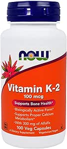 Vitamin K-2, 100 mcg, 100 mcg, Vitamin K-s Now Foods, 100 Count (x 1)