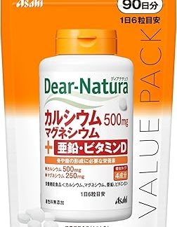 Dear-Natura Calcium, Magnesium, Zinc, Vitamin D 540 Tablets (90-Day Supply) Asahi Supplement Pouch Type, Produced in Japan