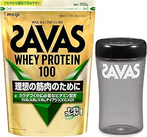 SAVAS Whey Protein 100, Refreshing Fruity Flavor, 24.7 oz (700 g) + Zabas Protein Shaker 16.9 fl oz (500 ml)