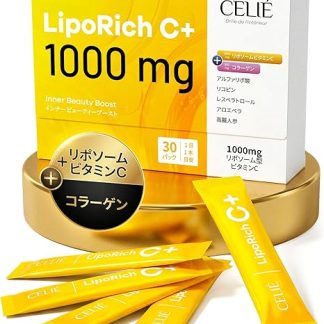 LipoRich C+ Liposome Vitamin C Powder Stick, 30 Packets, Made in Japan, Collagen Blend, Lemon Flavor, Drinking Vitamin C, LiPo C, Vitamin Supplement