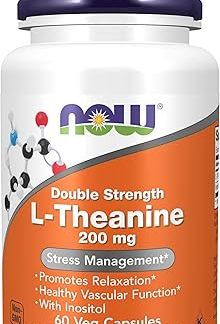 Now Foods L-Theanine 200 mg 60 Veggie Capsules