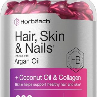 Hair Skin and Nails Vitamins | 300 Softgels | with Biotin and Collagen | Infused with Argan Oil and Coconut Oil | Non-GMO, Gluten Free Supplement | by Horbaach