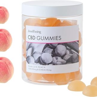 Well Being CBD Gummies 1 Piece 50mg CBD 3000mg GABA Organic Coconut Oil Used 60 Pieces Made in Japan Peach Supplement Gummy Supplement