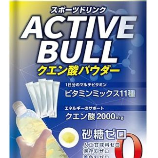 Sports Drink Powder, Citric Acid 2,000 mg + 11 Types of Vitamins Mix 1 Day Formulated Vitamin C, 100 mg Folic Acid, 0 Fat, 0 Calories, No Sugar/Artificial Sweeteners, Domestic Production, Active Bull