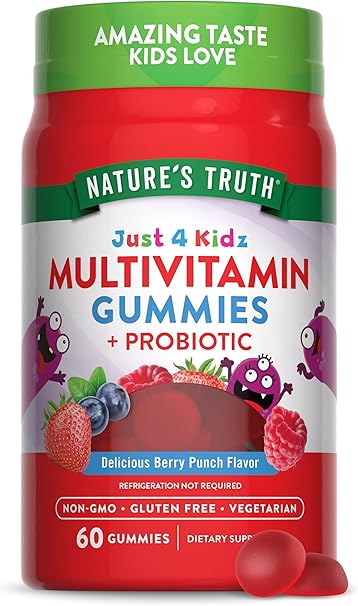Nature's Truth, Just for Kids, Multi Vitamin + Probiotics, Natural Belly Punch, Vegetable Gummies 60 Count