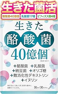 Lactobacillus Lactic Acid Supplement, 4 Billion Live Lactobacillus Bifidobacteria Natto, Oligosaccharide, Inulin, Digestive Dextrin, Probiotics, 30-Day Supply, Acid Resistant Capsules