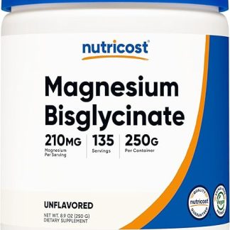 Nutricost Magnesium Bisglycinate Powder, Magnesium Bisglycerate Powder (Unscented, 250 Grams) - Non-GMO, Vegan Supplement