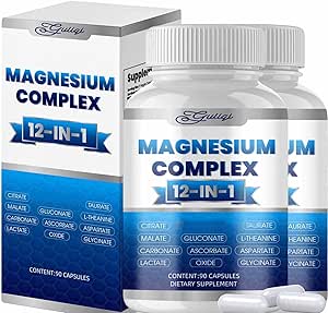 Magnesium Complex 12 in 1 Supplement - 12 Elemental Magnesio 1000mg, with Glycinate Citrate, Vegan Non-GMO - 90 Capsules (2)