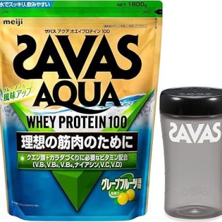 Savas Aqua Whey Protein 100, Grapefruit Flavor, 66.9 oz (1,800 g) + Protein Shaker (16.9 fl oz (500 ml)