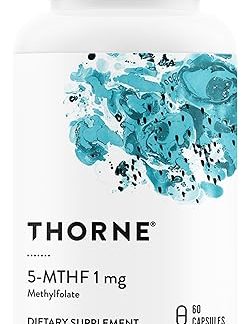 Thorne Folic Acid Supplement, 5-MTHF, 1 mg, Methyl Folic Acid, Active Vitamin B9, 60 Capsules, Set of 1 [Total 60 Tablets / 60 Day Supply]