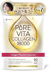 【Triple Collagen 18,000mg Luxuriously Blended】Pure Vita Collagen Collagen × Placenta × Hyaluronic Acid 3 Major Beauty Ingredients Supplement 30-Day Supply Beauty Support Ingredients 19 Types Ultra-Low