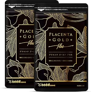 Seed Coms 50x Concentrated Placenta Gold, 4,000 mg Blend, Approx. 6 Months, 180 Capsules, NMN Astaxanthin, Silk Peptide, Hyaluronic Acid, Collagen, Linseed Oil (GMP-Certified Factory, Made in Japan)