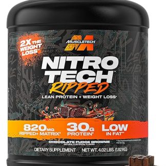 MuscleTech Nitro-Tech Ripped | Lean Whey Protein Powder | Whey Protein Isolate | Weight Loss Protein Powder for Women & Men | Chocolate, 4 lbs (42 Servings)