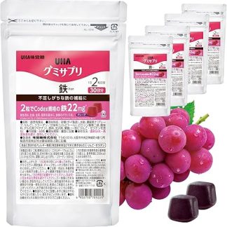 UHA Mikakuto (UHA Mikakuto) Gummy Supplement, Iron, Grape Flavor, 5-Pack Set (1 Pack 60 Pieces / 30 Day Supply x 5 Packs) Online Exclusive (Iron Supplement/Collagen/Snack/Nutritional Support) For