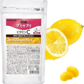 UHA Mikakukō [Official] Gummy Supplement with 500 mg of Vitamin C in 2 Pieces, Online Exclusive, Vitamin C, 30-Day Supply, 60 Pieces per Bag, 1 Bag, Lemon Flavor