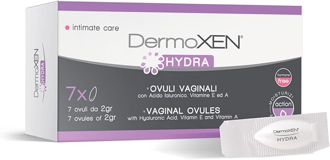 Вагинальные увлажняющие яйца Dermoxen Hydra с гиалуроновой кислотой, помогают при сухости влагалища, жжении, зуде и раздражении, идеально подходят для периода менопаузы, упаковка из 7 штук | Вагинальные яйца с алоэ вера от зуда, жжения и раздражения. Увлажняющие и успокаивающие, без гормонов.
