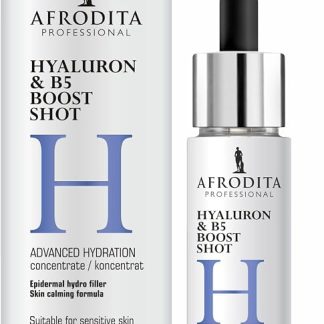 Сыворотка Afrodita Professional с гиалуроновой кислотой и концентратом провитамина B5 — увлажняющий бустер для лица, легкая, быстро впитывающаяся эмульсия для чувствительной кожи, веганский продукт, 30 мл.