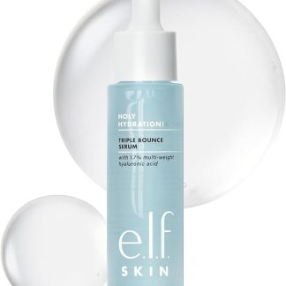 e.l.f. SKIN Holy Hydration! Triple Bounce Serum, сыворотка с 1,7% гиалуроновой кислотой для упругой и эластичной кожи, идеально подходит для увлажнения сухой кожи, веганский продукт, не тестируется на животных.