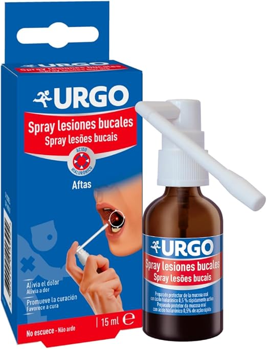 Urgo Hyaluronic Acid - лечение язв во рту, ран и небольших повреждений слизистой оболочки полости рта - облегчение симптомов и заживление ран в полости рта - спрей 15 мл