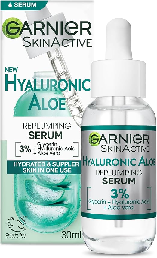Garnier SkinActive - Гиалуроновая кислота и алоэ вера для придания объема – увлажняющий гель-сыворотка, обогащенная гиалуроновой кислотой и алоэ вера – подходит для всех типов кожи – 30 мл
