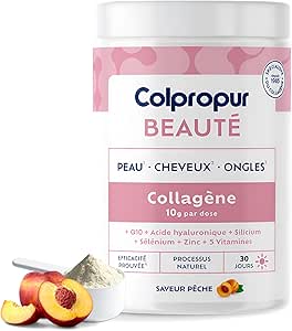 Коллаген для кожи, волос и ногтей – COLPROPUR Beauty – порошок COLPROPUR D® + гиалуроновая кислота + Q10 – коллаген 340 г – персиковый вкус – 30 дней, 10 г на дозу – произведено в Европе