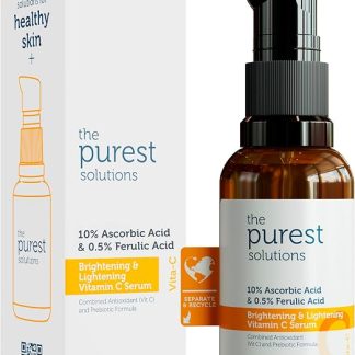 Сыворотка для лица The Purest Solutions Radiant Vitamin C Serum с 10% аскорбиновой кислотой, 0,5% феруловой кислотой, гиалуроновой кислотой и ретинолом, антивозрастная сыворотка с ниацинамидом, антистрессовый уход, веганский продукт.